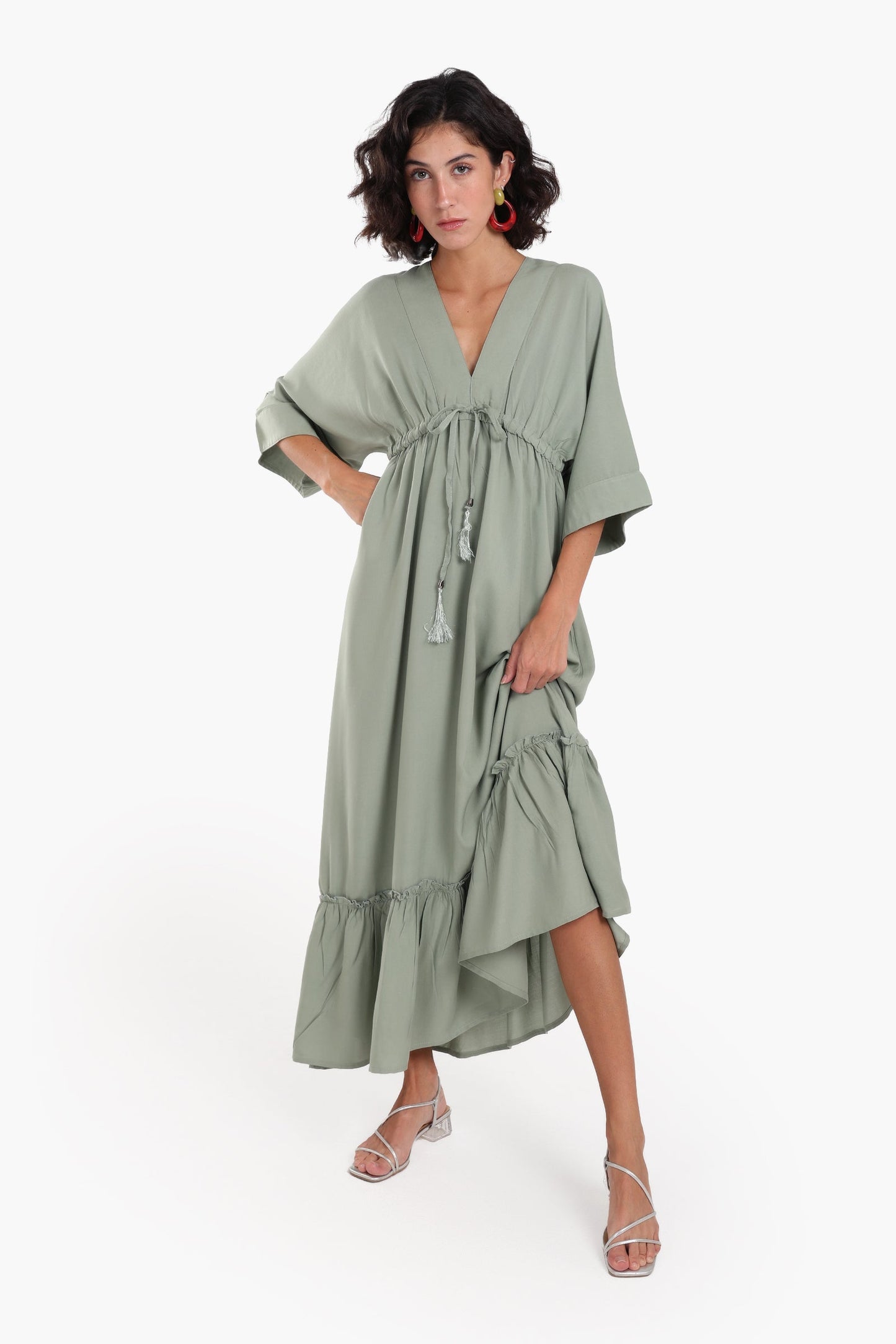 Deep V-Neck Maxi Dress