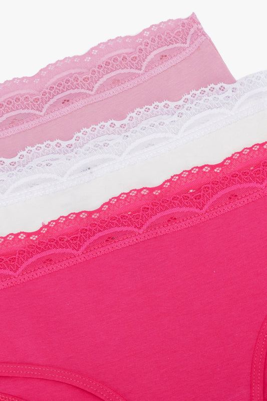 سراويل بيكيني قطنية دانتيل - عبوة من 3 قطع