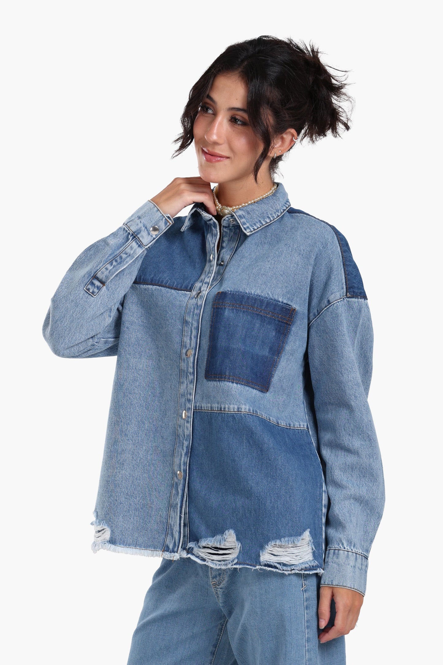 Color Block Denim Jacket