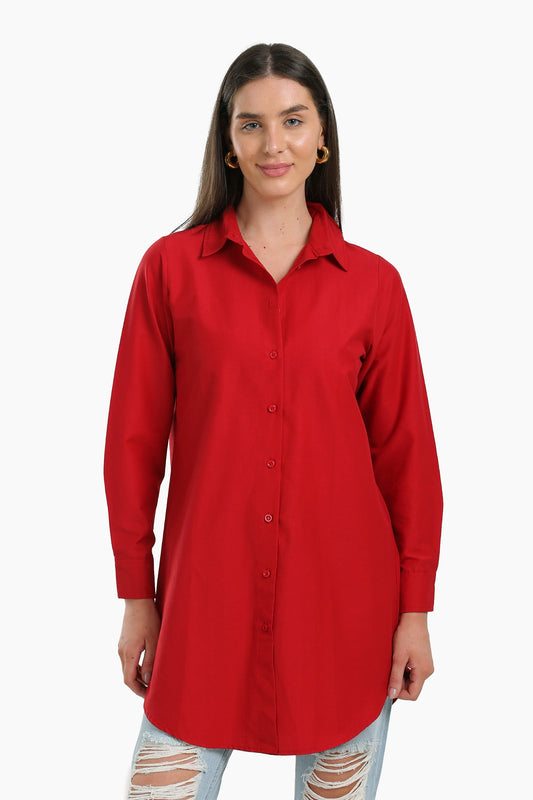 قميص طويل بحافة مستديرة