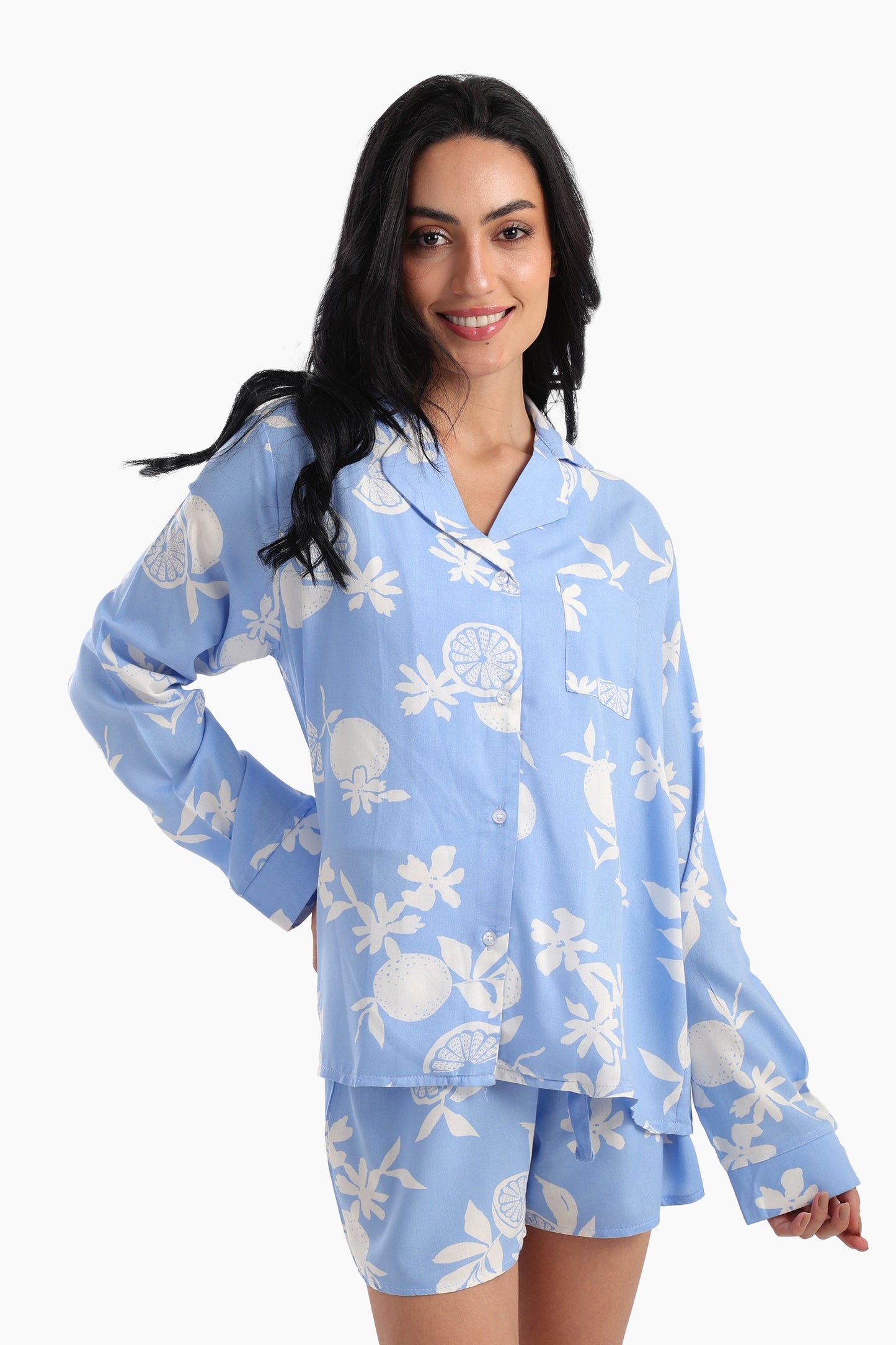 Baby Blue Viscose Pyjama Shorts