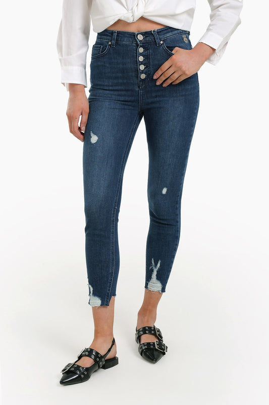 Distressed High Waist Jeans