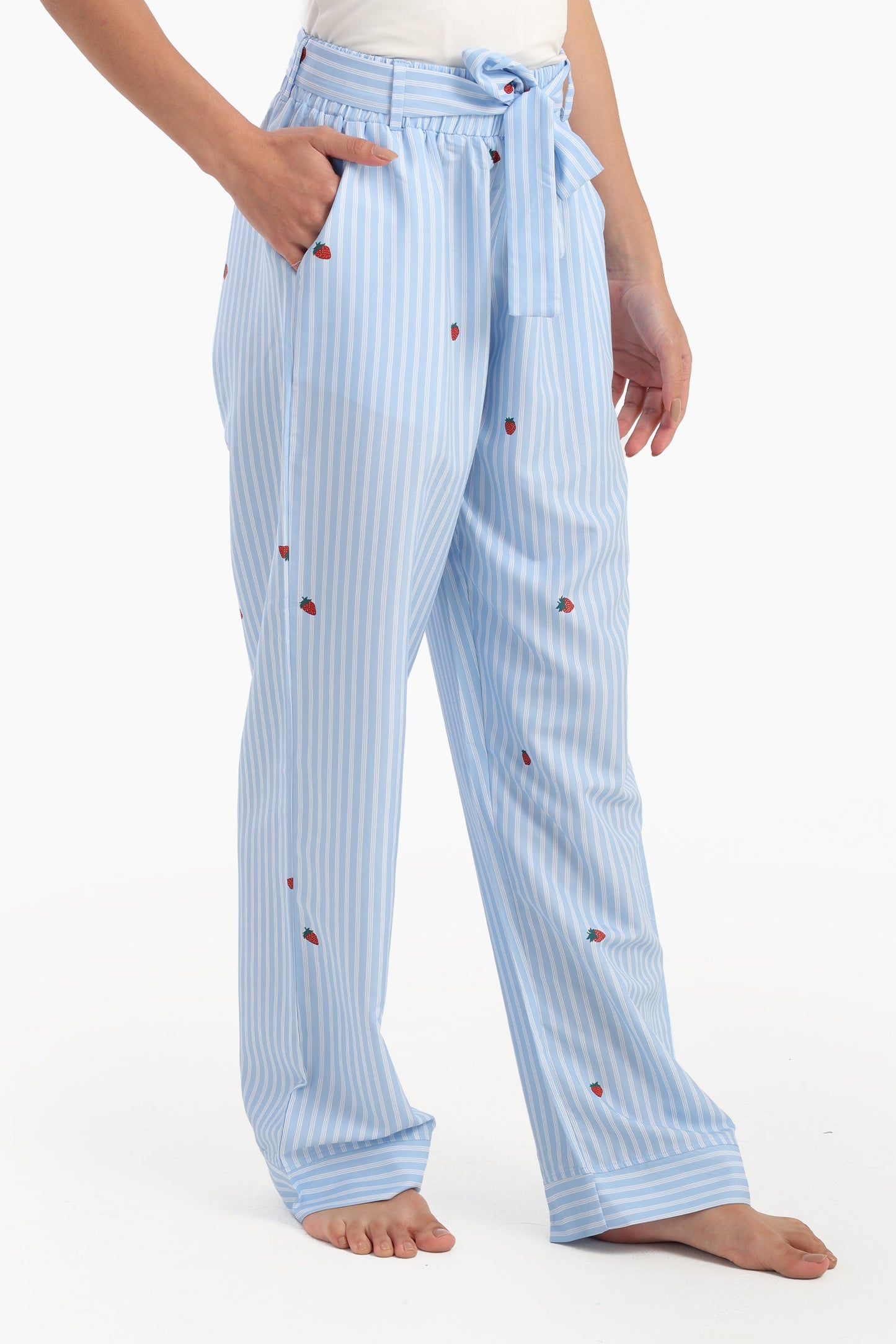 Striped Strawberry Printed Pyjama Pants