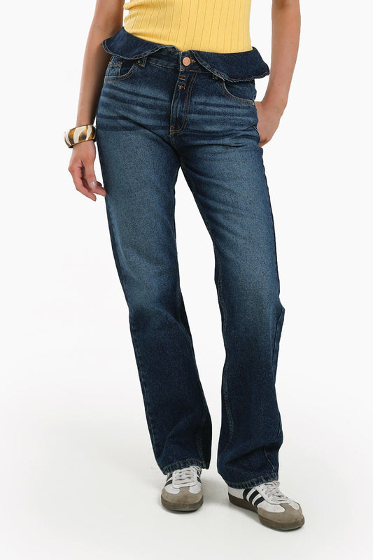 Turn-Up Straight Cut Jeans