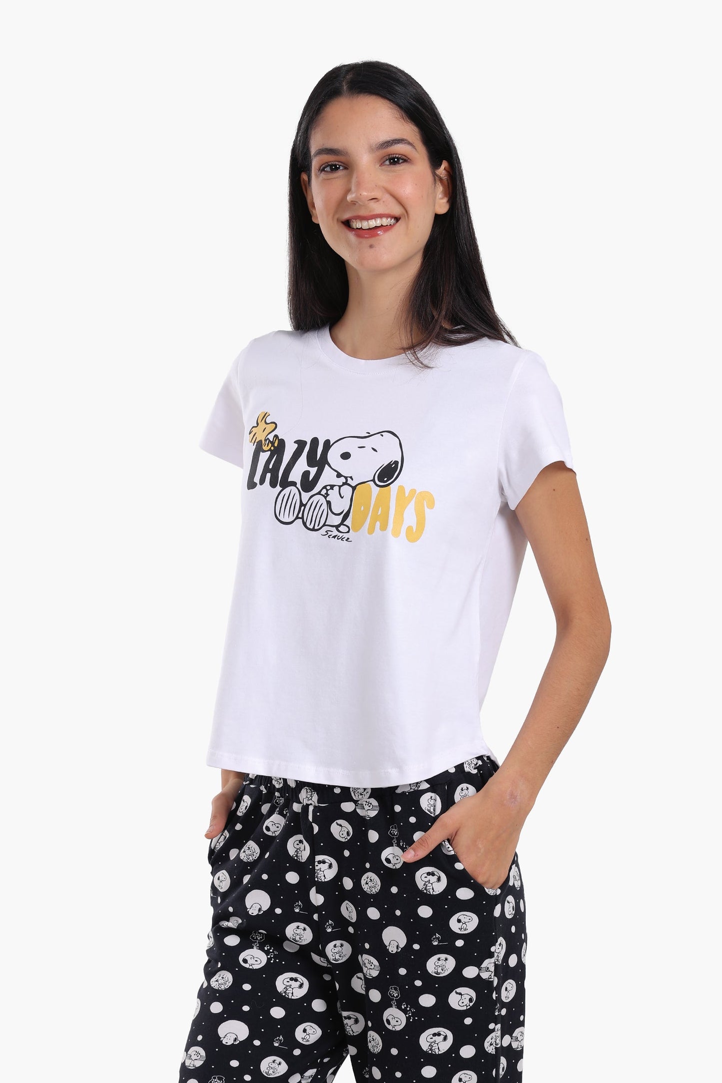 طقم بيجامة قطنية بأكمام قصيرة