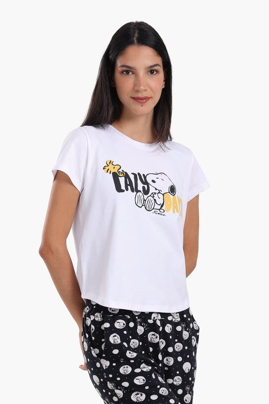 طقم بيجامة قطنية بأكمام قصيرة