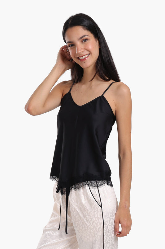 طقم بيجاما ساتان برباط