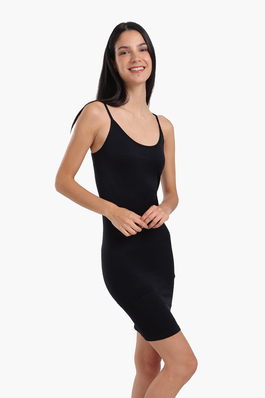 فستان قصير كامي برقبة دائرية