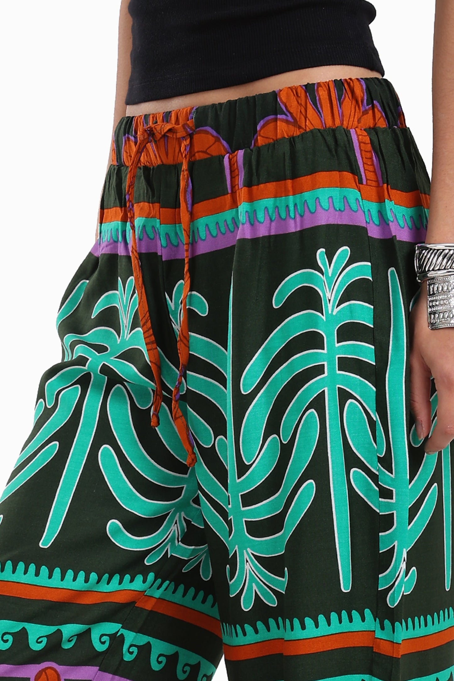 Colored Palm Print Pants