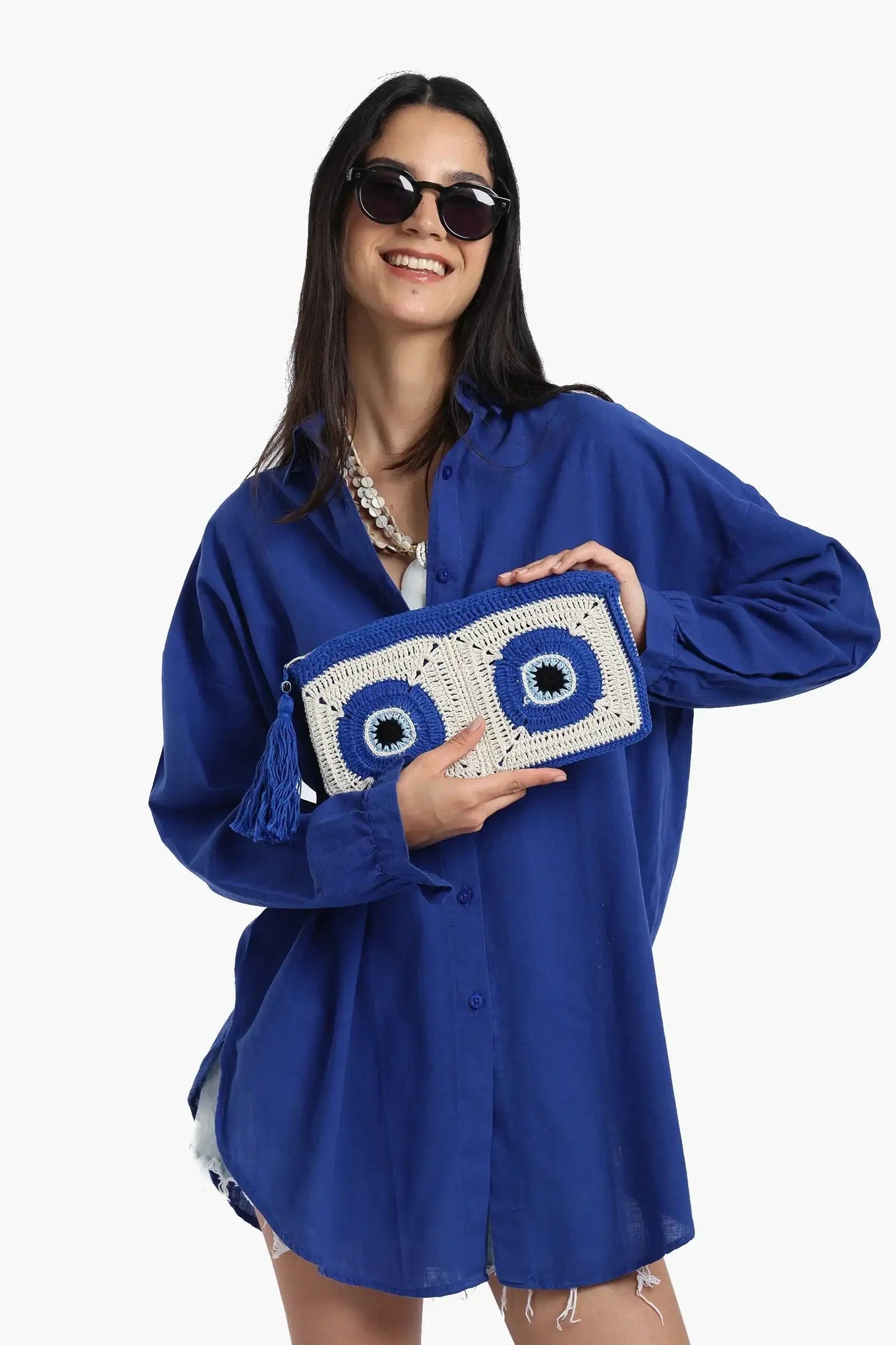 Evil Eye Crochet Beach Bag