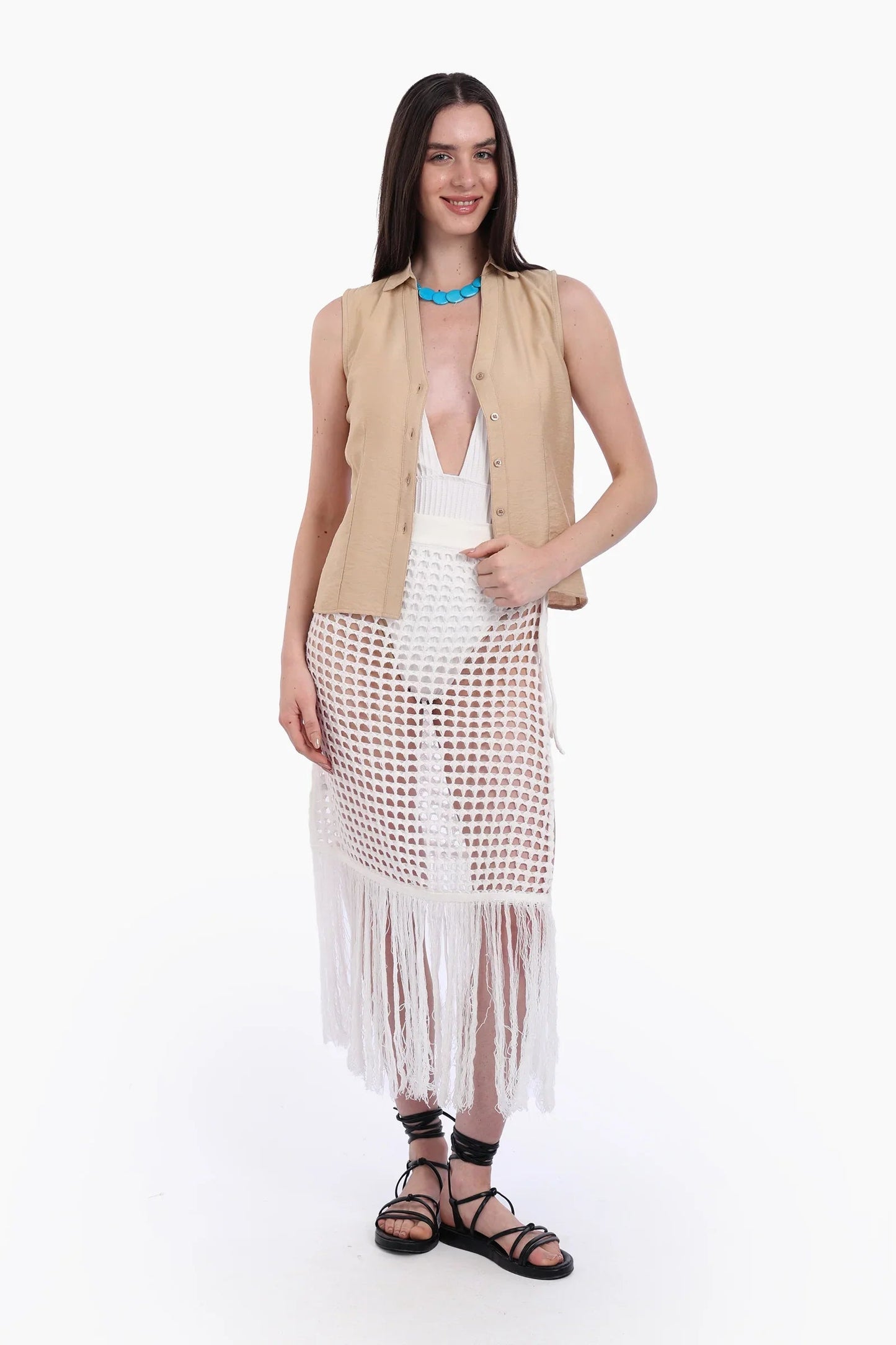 Collared Sleeveless Shirt