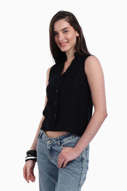 قميص بدون أكمام بياقة