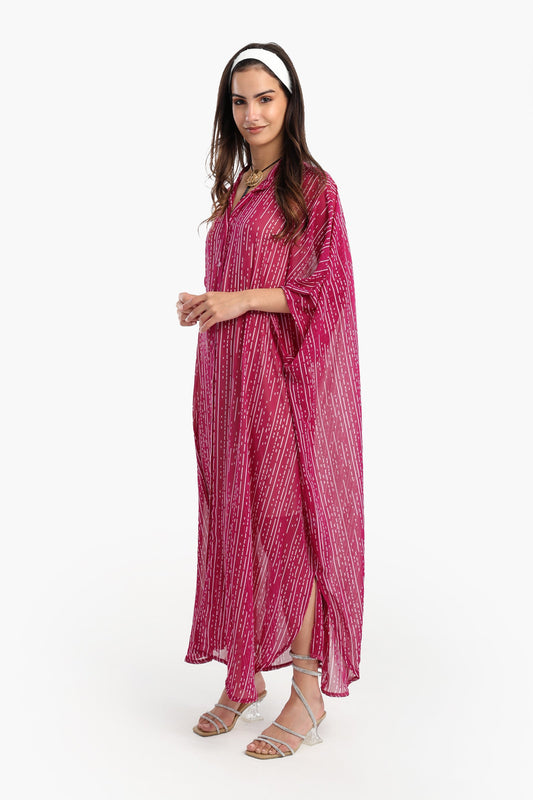 فستان قميص بأكمام واسعة