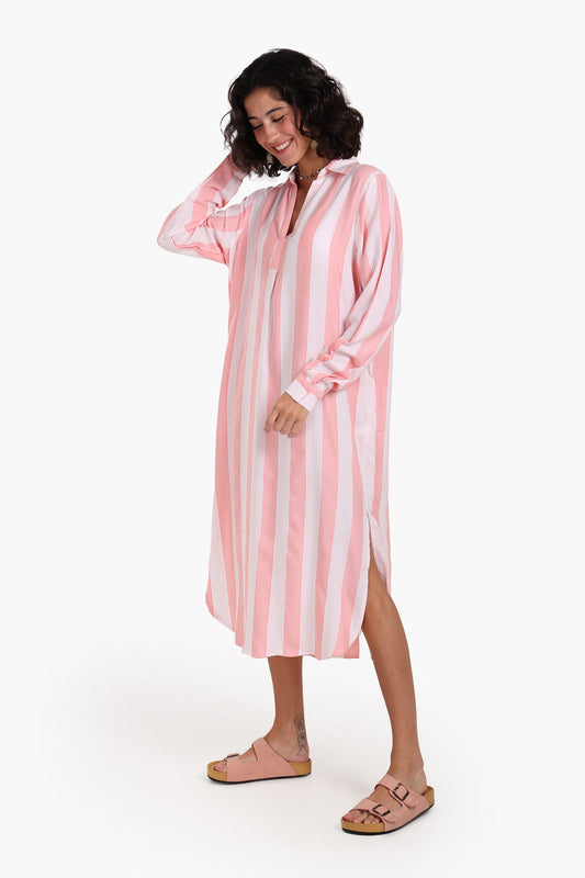 Striped Midi Collared Dress