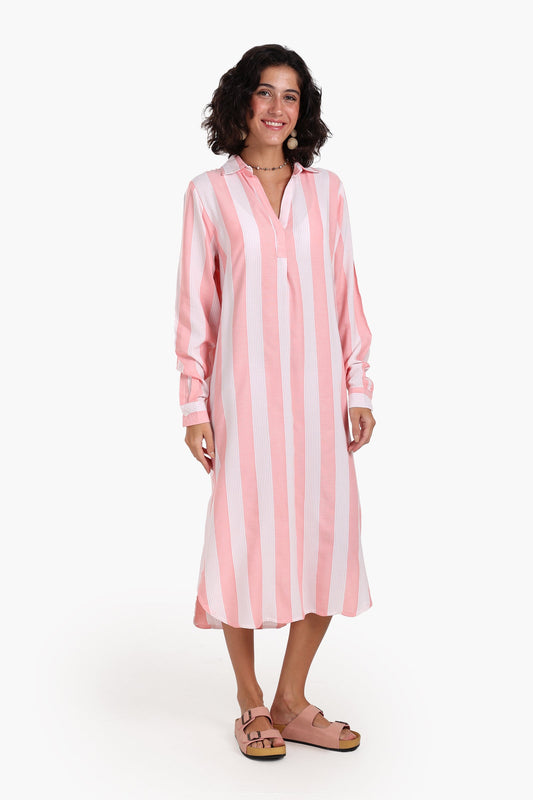Striped Midi Collared Dress