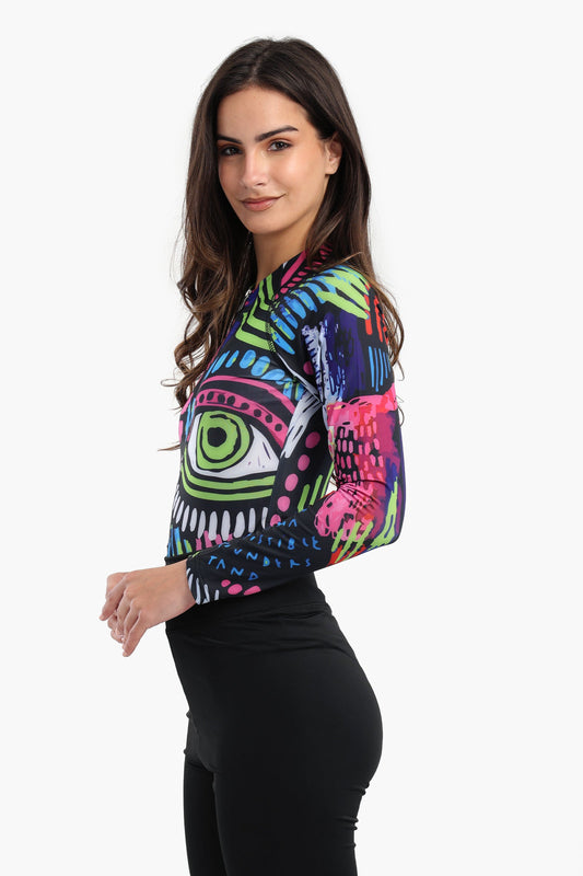 Abstract Rash Guard Swimsuit