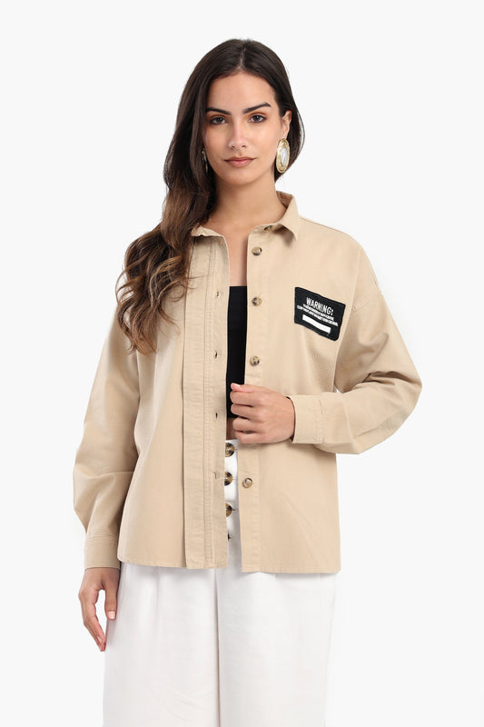 قميص بأكمام طويلة مع طباعة