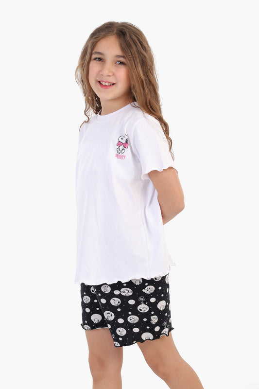 طقم بيجامة سنوبي مطبوع للبنات