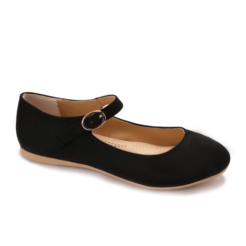 Suede Side Buckle Round Toe Ballerina