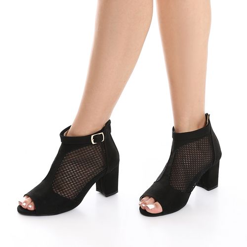 Mesh Side Suede Ankle Sandal