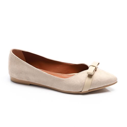 Upper Bow Suede Leather Ballerina