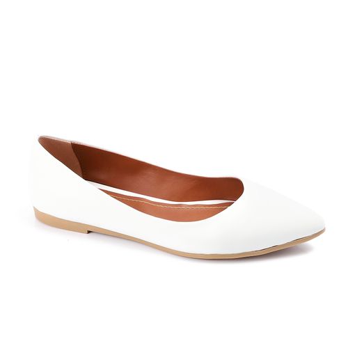 White Plain Flat Shoes