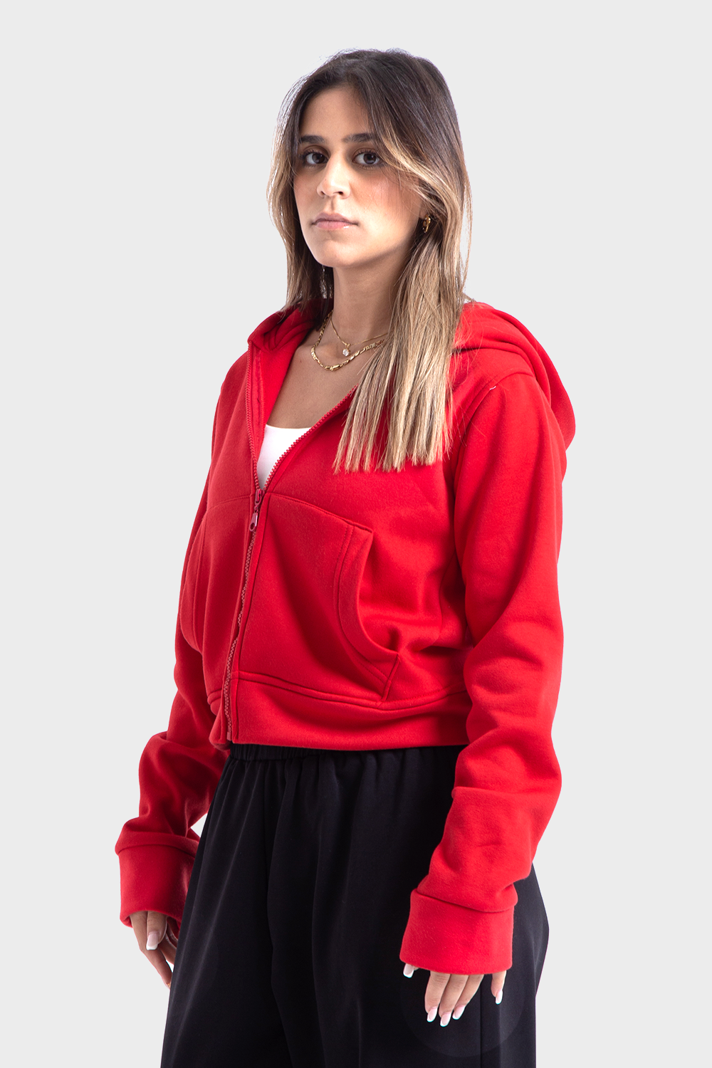 Feature Line Red Zip-Up Hoodie