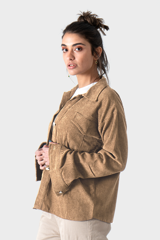 قميص قطيفة مضلع، كافيه