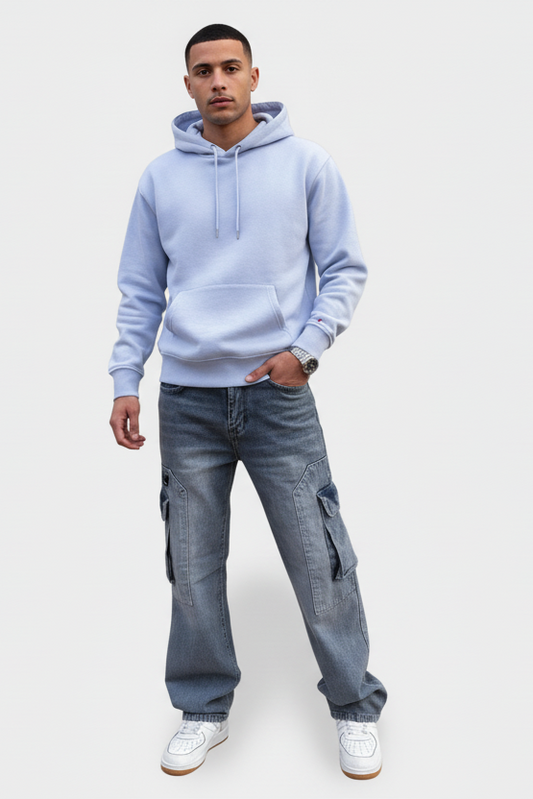 Dust Blue Wide Cargo Baggy Pants