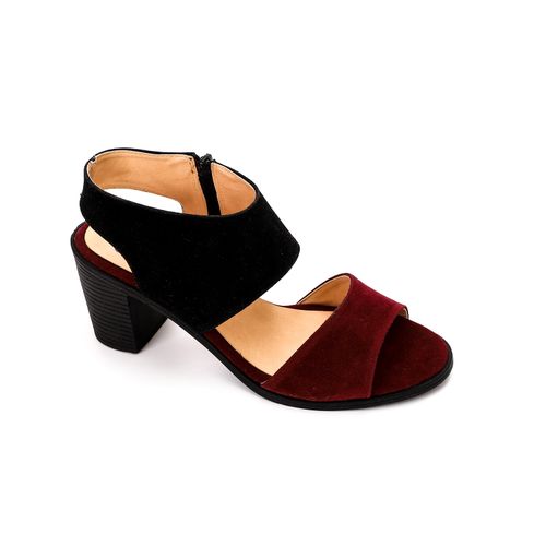 Bi-Color Suede Heeled Sandal