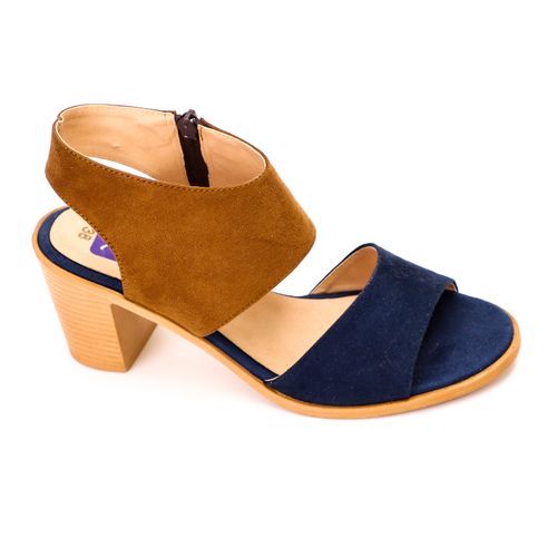 Bi-Color Suede Heeled Sandal