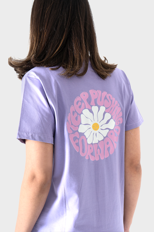 Lavender Flower Printed Short Sleeves T-Shirt