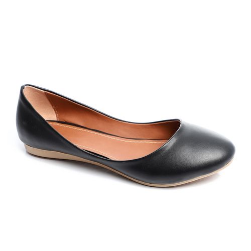 Black Round Toe Cap Ballerina