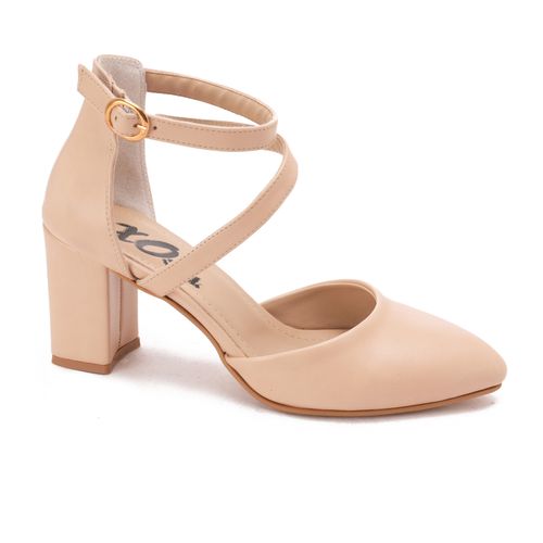 Beige Rounded Strap High Heels Shoes