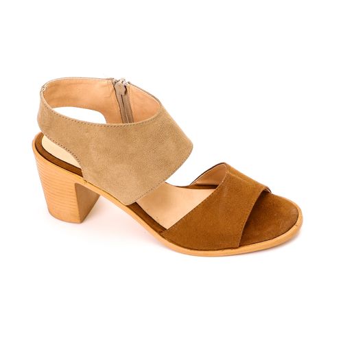 Bi-Color Suede Heeled Sandal