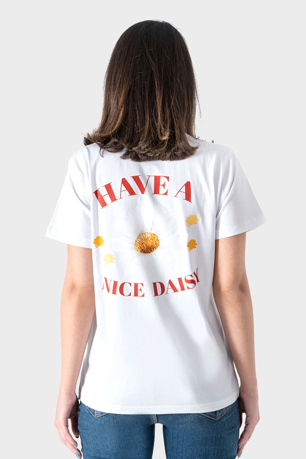 White Sun Flower Printed T-Shirt
