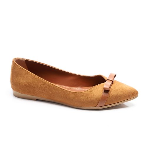 Upper Bow Suede Leather Ballerina