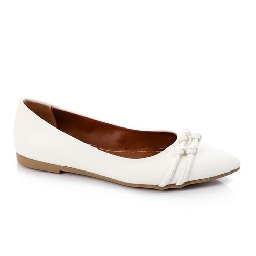 White Pointed Toe Cap Ballerina