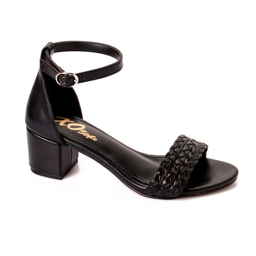 Black Braided Strap Heeled Sandal