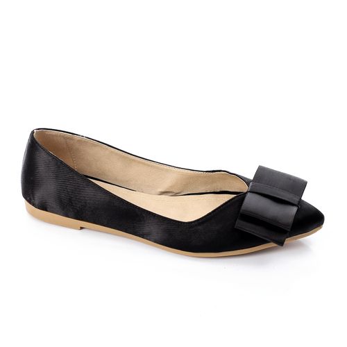 Satin Upper Bow Velvet Ballerina