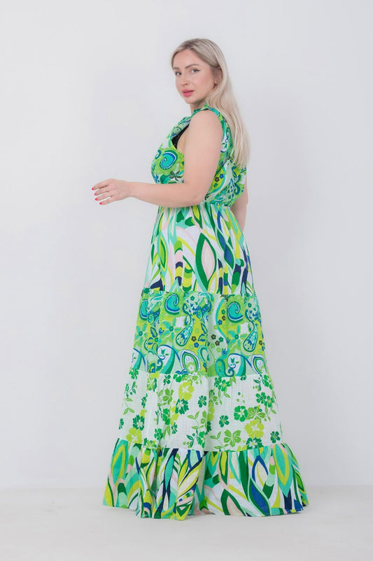 فستان مطبوع بدون أكمام