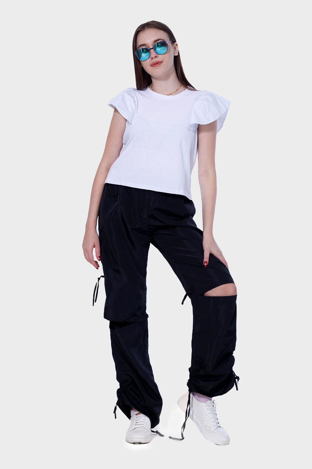 Knee Slit Parachoute Pants
