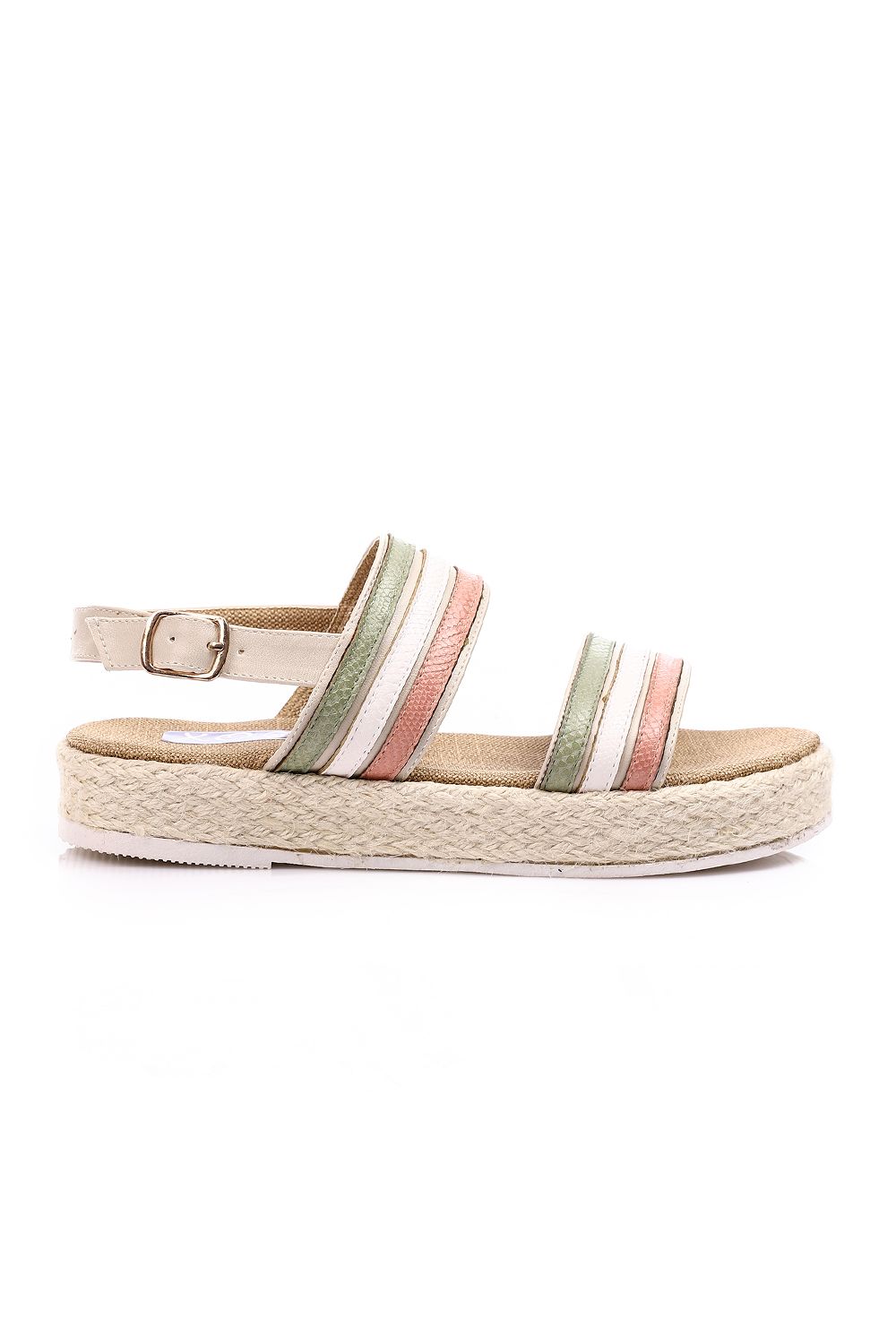 Beige Comfy Striped Leather Sandal