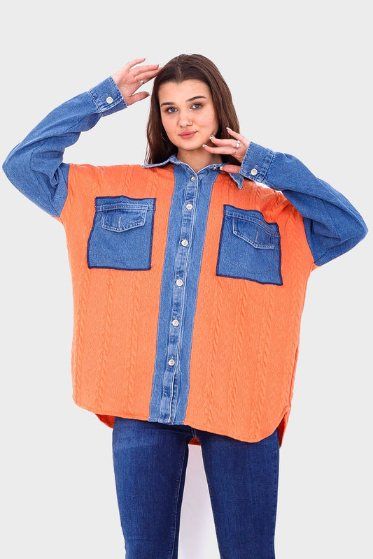 قميص جينز محبوك