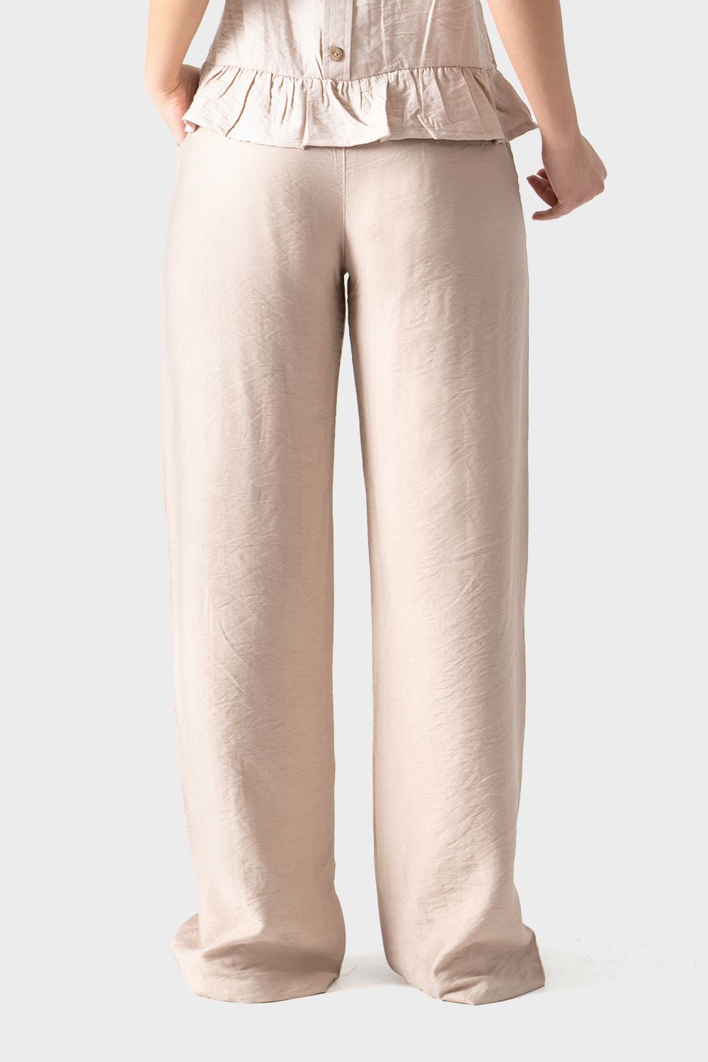 Beige Wide Leg Trousers