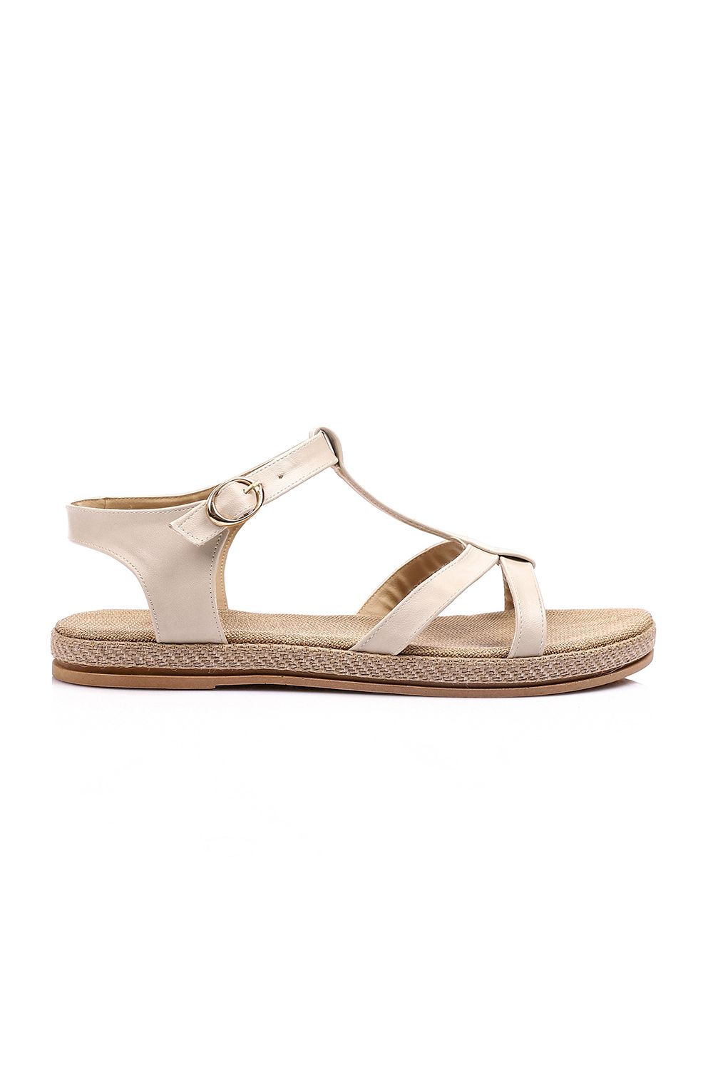 Beige Open Toe Flat Sandal