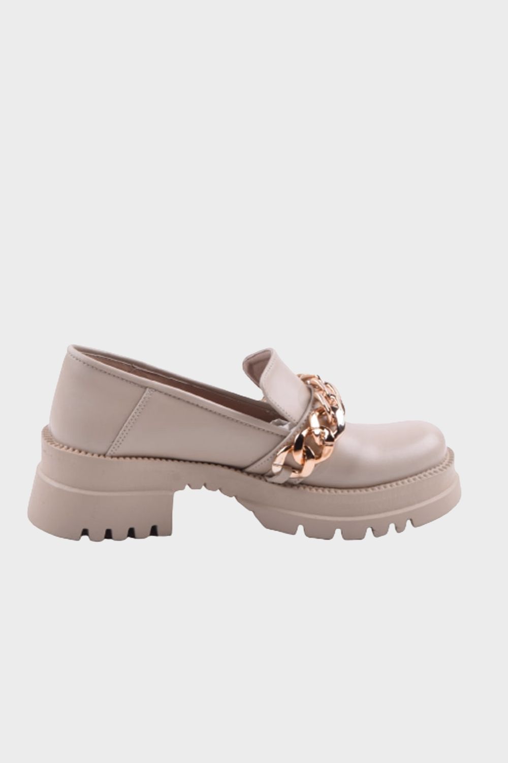 Chunky Loafers with Front Metal Chain