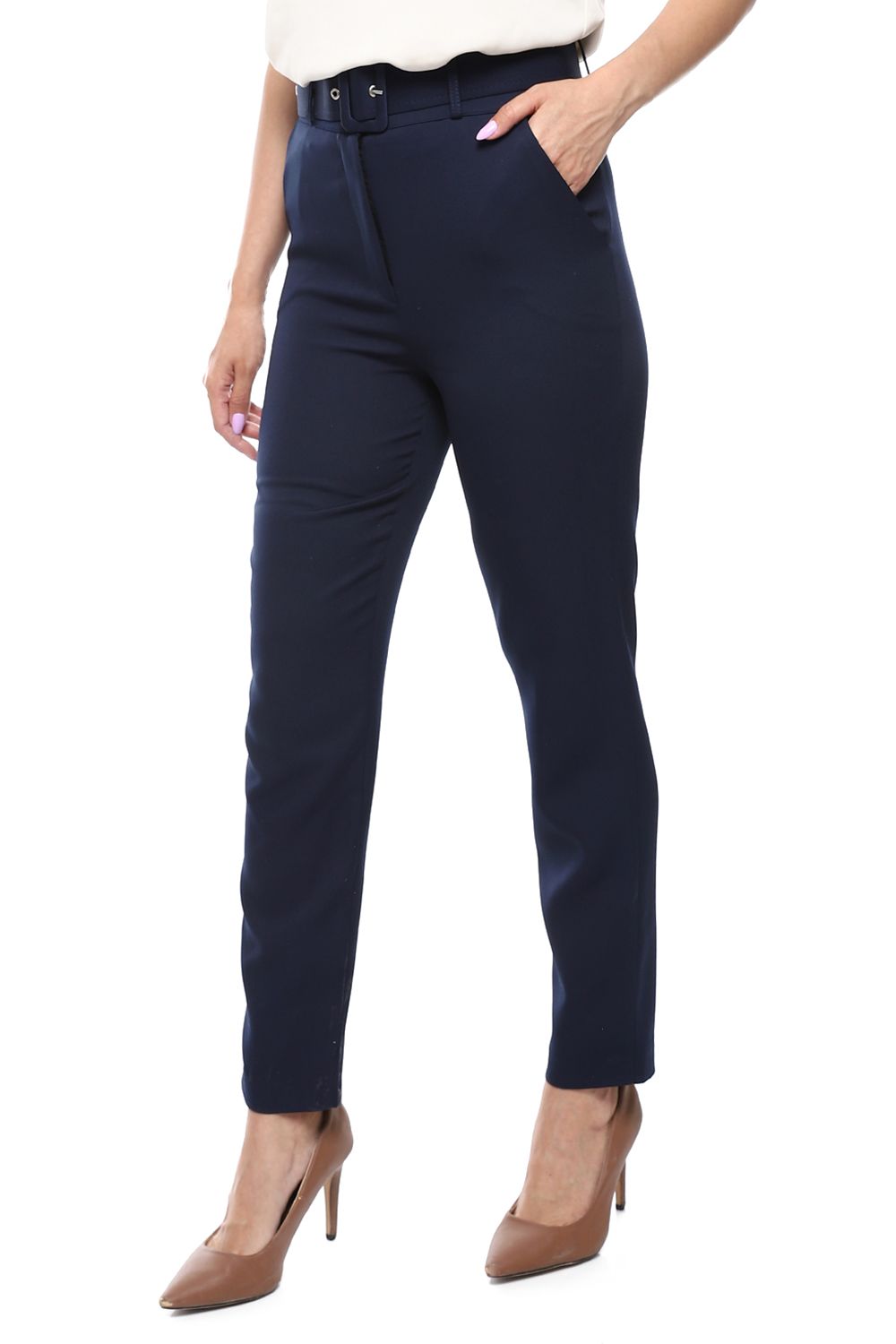 Slim Fit Pants with Self Belt