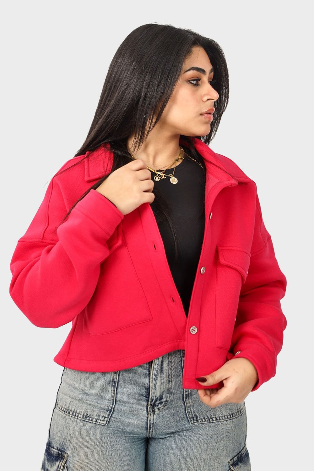 Crop Shirt with Chest Pockets
