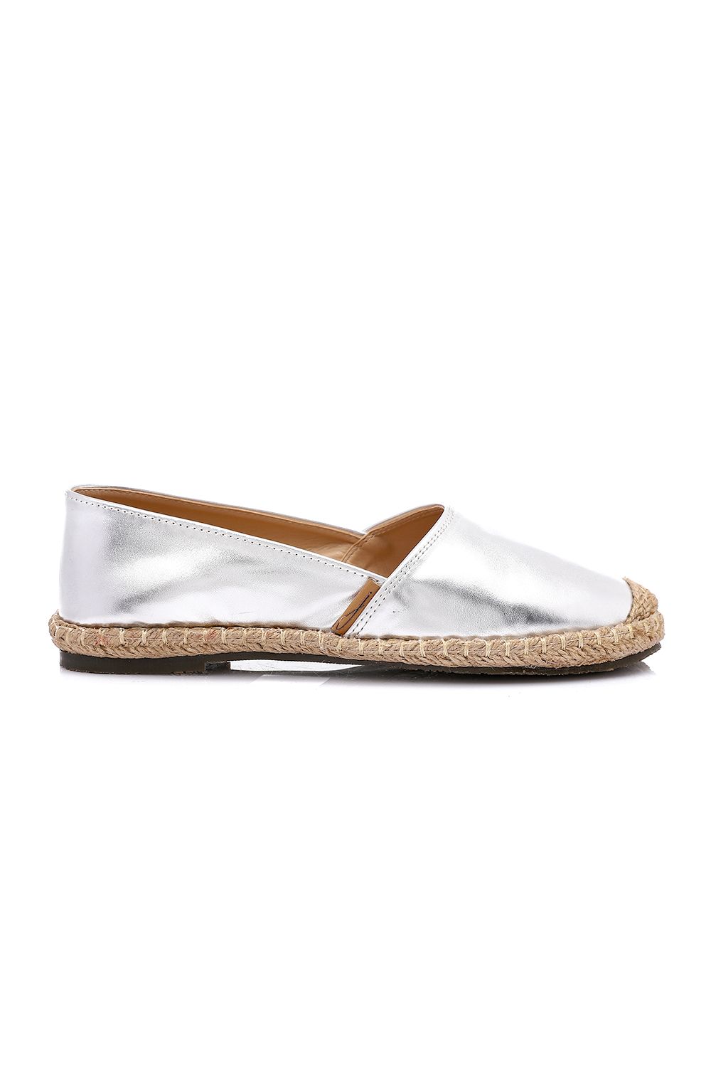 Metallic Espadrille with Straw Frame